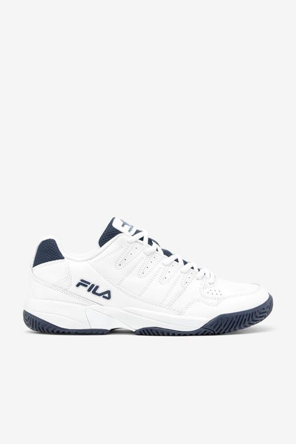 Fila Double Bounce Men's Tennis Shoes - White/Navy/White,NZ 180-3492